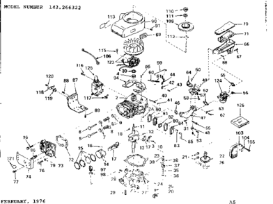 Replacement Parts Diagram and Parts List for 143266322  Craftsman Engine
