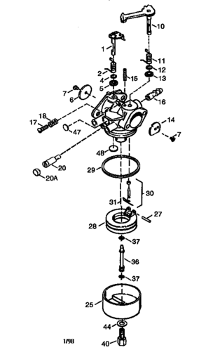 Carburetor - 640141 Diagram and Parts List for 143640141  Craftsman Lawn Mower