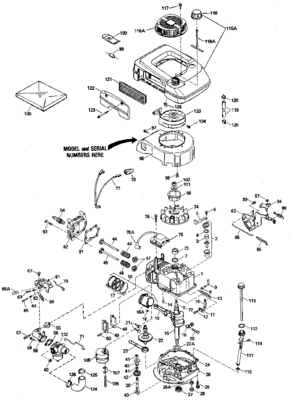 Replacement Parts Diagram and Parts List for 143394252  Craftsman Engine