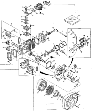 Engine Diagram and Parts List for 917351060  Craftsman Chainsaw