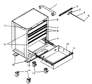 Cabinet Parts Diagram and Parts List for 706619790  Craftsman Tool Stand & Cart