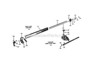 Fence Assembly/Miter Gage Diagram and Parts List for 10322161  Craftsman Miter Saw