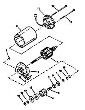 Electric Starter Motor Diagram and Parts List for 143364052  Craftsman Engine