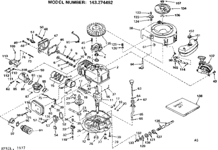 Replacement Parts Diagram and Parts List for 143274492  Craftsman Engine