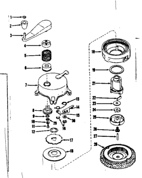 Ratchet Self Starter No. 29750 Diagram and Parts List for 143105041  Craftsman Engine