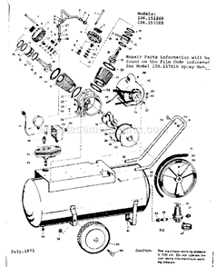 Page A Diagram and Parts List for 106152260  Craftsman Compressor