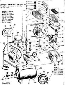 Page A Diagram and Parts List for 106152940  Craftsman Compressor