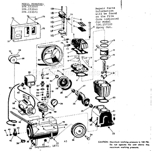Replacement Parts Diagram and Parts List for 106153541  Craftsman Paint Sprayer
