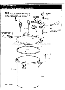Page A Diagram and Parts List for 106161051  Craftsman Compressor