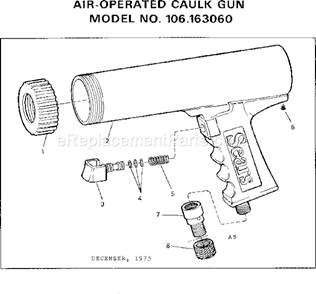 Unit Diagram and Parts List for 106163060  Craftsman Caulking Gun