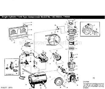 Page A Diagram and Parts List for 106170340  Craftsman Compressor