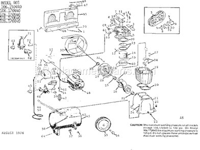 Page A Diagram and Parts List for 106170440  Craftsman Compressor