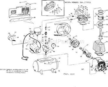 Page A Diagram and Parts List for 106170911  Craftsman Compressor