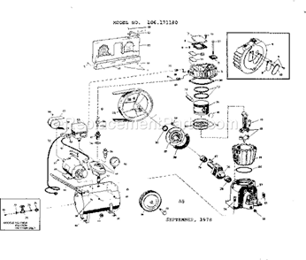 Page A Diagram and Parts List for 106171190  Craftsman Compressor