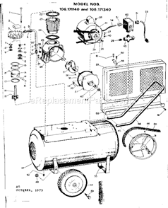 Page A Diagram and Parts List for 106171340  Craftsman Compressor