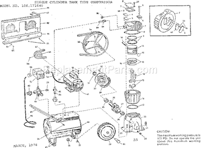 Page A Diagram and Parts List for 106172440  Craftsman Compressor