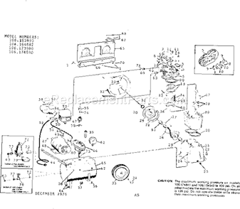 Unit Diagram and Parts List for 106173990  Craftsman Compressor