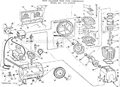 Page A Diagram and Parts List for 106174540  Craftsman Compressor
