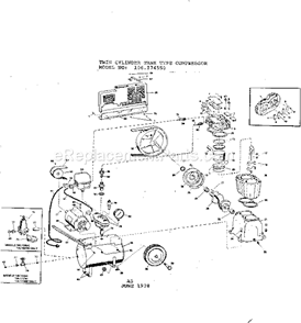 Page A Diagram and Parts List for 106174550  Craftsman Compressor