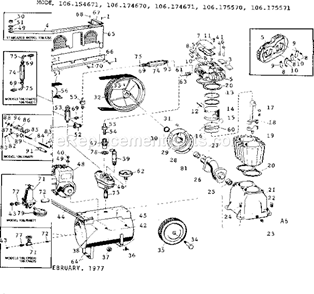 Page A Diagram and Parts List for 106174670  Craftsman Compressor