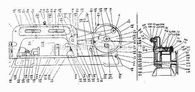 Unit And Pulley Assembly Diagram and Parts List for 1081501  Craftsman Reciprocating Saw