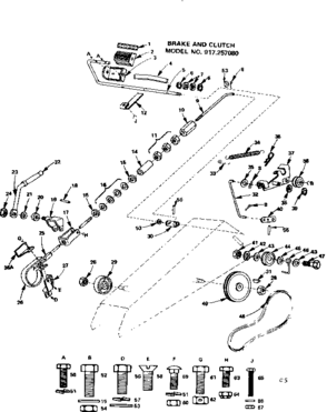 19.9 Twin Garden Tractor/brake And Clutch Diagram and Parts List for 917257080  Craftsman Lawn Tractor