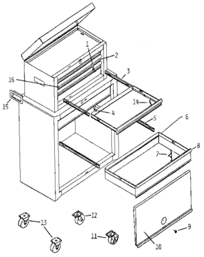 Unit Parts Diagram and Parts List for 65801  Craftsman Tool Stand & Cart
