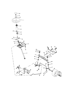 Steering Assembly Diagram and Parts List for 917273757  Craftsman Lawn Tractor