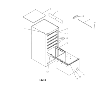 6 Drawer Side Cabinet Diagram and Parts List for 706596020  Craftsman Tool Stand & Cart