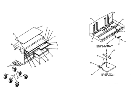 Tool Cart Diagram and Parts List for 706655521  Craftsman Tool Stand & Cart