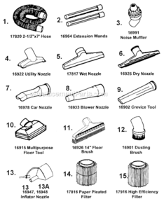 Accessories_And_Attachments Diagram and Parts List for 113170330  Craftsman Utility Vacuum