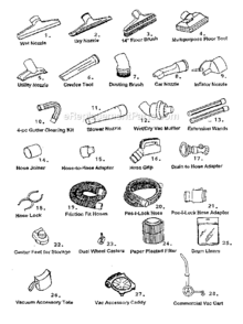 Accessories Diagram and Parts List for 113177060  Craftsman Utility Vacuum
