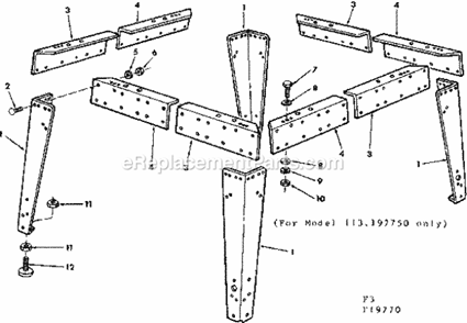 Leg Set Diagram and Parts List for 113195250  Craftsman Chop Saw