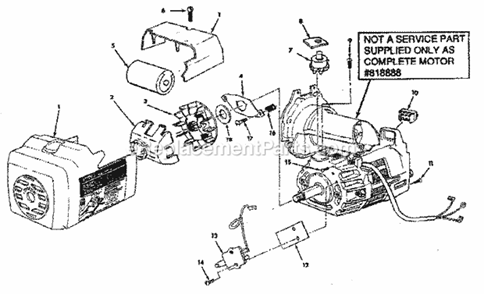 Motor 818888 Diagram and Parts List for 113197150  Craftsman Chop Saw