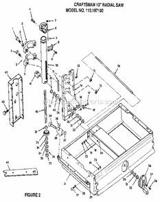 Figure 2 - Base And Colum... Diagram and Parts List for 113197180  Craftsman Chop Saw