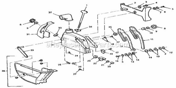 Figure 12 - Guard Diagram and Parts List for 113197250  Craftsman Chop Saw