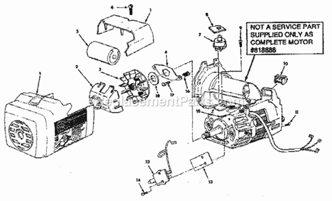 Motor 818888 Diagram and Parts List for 113197250  Craftsman Chop Saw