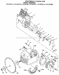 Figure 3 Diagram and Parts List for 113197280  Craftsman Chop Saw