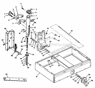 Base And Column Assembly Diagram and Parts List for 113197510  Craftsman Chop Saw