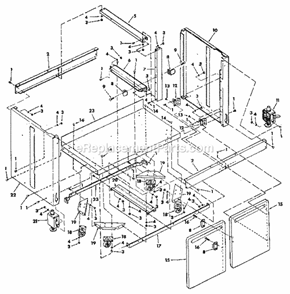 Cabinet Assembly Diagram and Parts List for 113197510  Craftsman Chop Saw