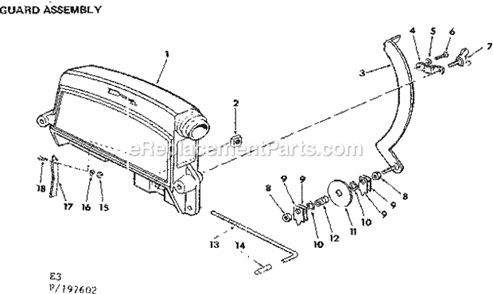Guard Assembly Diagram and Parts List for 113197602  Craftsman Chop Saw