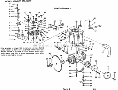 Yoke Assembly Diagram and Parts List for 11319760  Craftsman Chop Saw