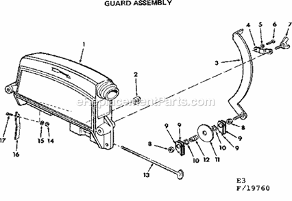 Guard Assembly Diagram and Parts List for 11319760  Craftsman Chop Saw