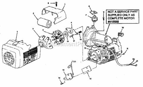 Motor 818888 Diagram and Parts List for 113197610  Craftsman Chop Saw