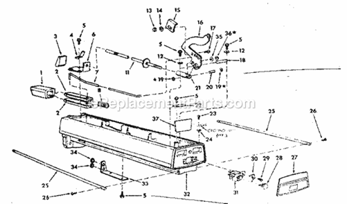 Arm Assembly Diagram and Parts List for 113197701  Craftsman Chop Saw