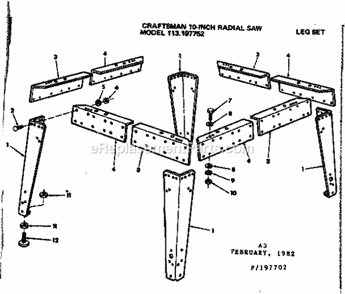 Leg Set F/113.197752 Diagram and Parts List for 113197702  Craftsman Chop Saw