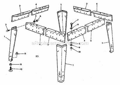 Leg Set Diagram and Parts List for 11319771  Craftsman Chop Saw