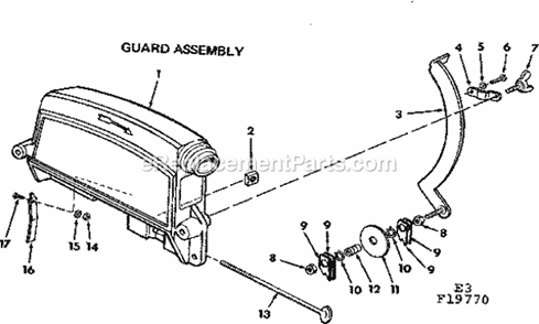 Guard Assembly Diagram and Parts List for 113197750  Craftsman Chop Saw