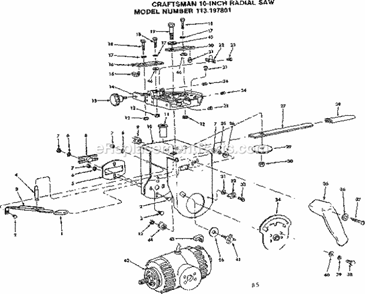 Yoke Assembly Diagram and Parts List for 113197801  Craftsman Chop Saw