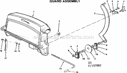Guard Assembly Diagram and Parts List for 113197802  Craftsman Chop Saw